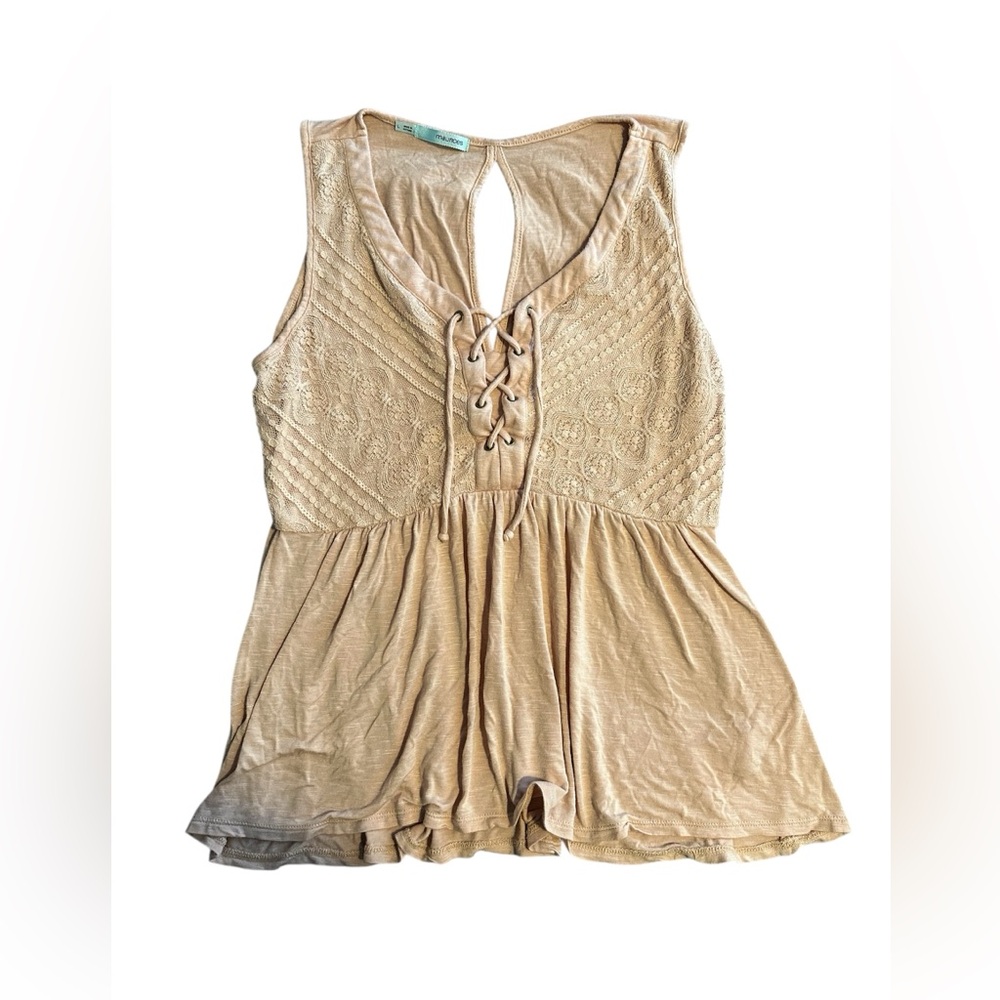 Maurices Baby Pink Lace-Up Sleeveless Top
